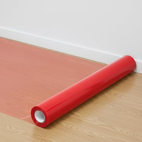 WINSOME Floor Protector Roll Hard Floor Protection Sticky Back Plastic Clear - DIY Dust Sheet Cover for Decorating and Painting - Non Slip and Anti-Skid Temporary Protection Film (60cm x 25M Roll)