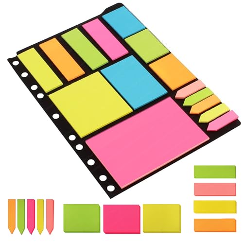 Image of FunBlast Sticky Notes - 375 Sheets Sticky Notes, Stationary Items, Self-Adhesive Memo Pad Bookmark Point It Marker Memo Sticker, Sticky Pad, Stick Notes for Study - 6 Size