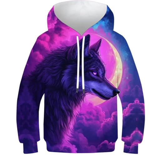 Sweat à capuche wolf ado pour le collège et les sorties sweat imprimé 3D 13-15 ans