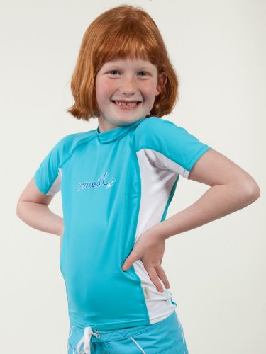 Image of O'Neill Girls Skins Short Sleeve Crew (Turq /White)
