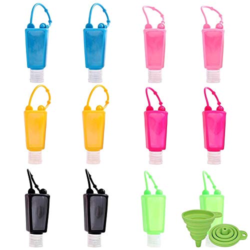 Dough.Q 12 Piezas Botellas de Viaje Portátiles, 30ML Botellas Recargables de Silicona a Prueba de Fugas con Embudos de Silicona para Jabón Líquido Champús Lociones Acondicionador