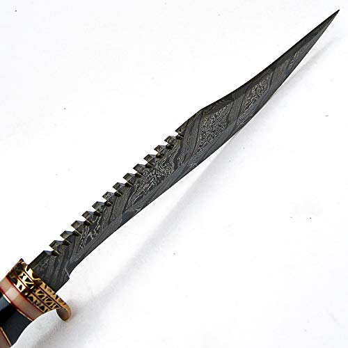 MMGA-8830 - Custom Knife - Handmade Damascus Steel, Blade Knife, With Sheath 15 Inches Rose Wood Handle - Thumbnail 7