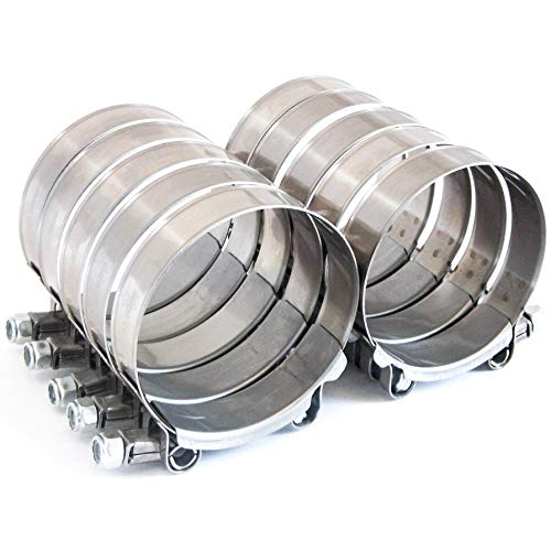 10X Premium 304 Stainless Steel T-Bolt Turbo Silicone Hose Clamp 3 Inches 72-80Mm #TOP1