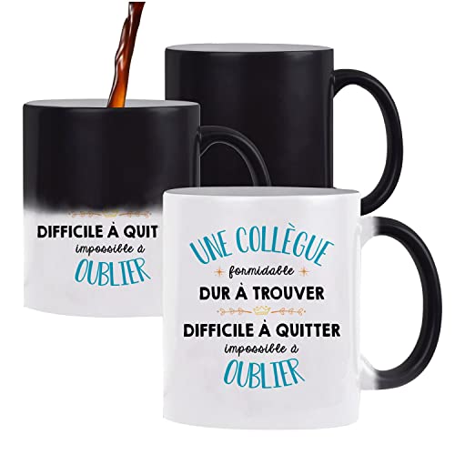 Planetee Mug magique thermoréactif une Formidable Collègue | tasse change couleur chaleur idée cadeau travail collègue départ retraite anniversaire Noël femme
