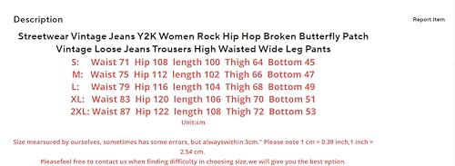 Women's Street Rock Hip-Hop Jeans Butterfly Patch Retro Loose High Waist Wide Leg Pants3