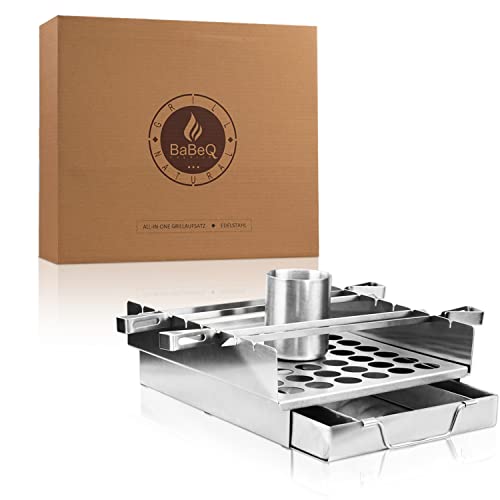 BaBeQ 7in1 Grillhalter ideal als Hähnchen Grill Ständer und Rippchenhalter I BBQ Hähnchenhalter für Grillspieße oder Spareribs I Hähnchenbräter
