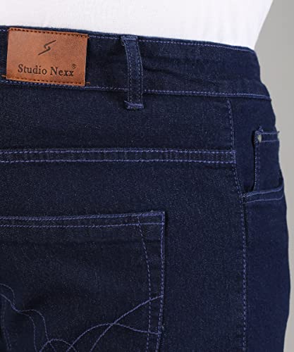Image of STUDIO NEXX Regular Fit Cotton Lycra Blend Black Jeans