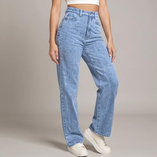 Baggy Jeans Damen High Waist | Weites Bein Y2K Style Stretch