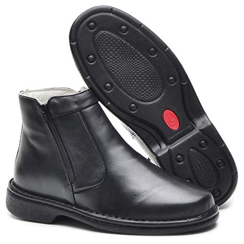 Bota Confort Couro Mestiço com Palmilha Gel e Zíper (40)