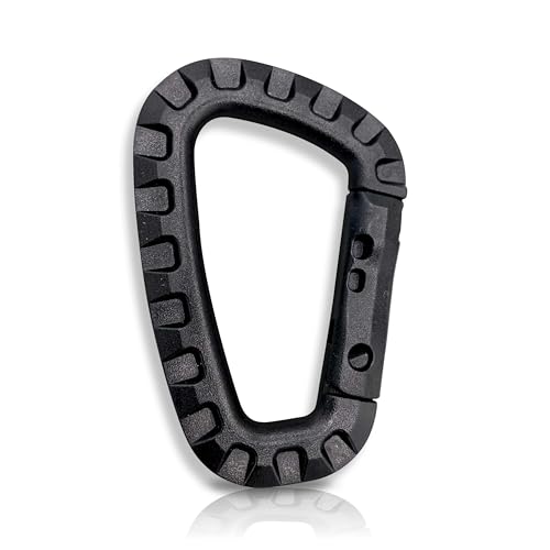 Holesto® Karabiner Kunststoff - Karabinerhaken Plastik - Karabiner taktisch Schwarz - Kunststoff Karabiner Set - Karabinerhaken groß - Molle D-Form - Outdoor ABS Karabiner - 5 Stück (Schwarz)