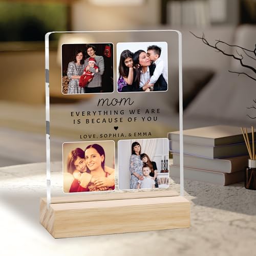 Image of Giftplease Customized Photo Frame With Wooden Stand | Personalised Printed Photo & Text Frame | Gift For Mom | Birthday | Mother's Day | (Transparent, 6x8 Inches, Tabletop) m 10