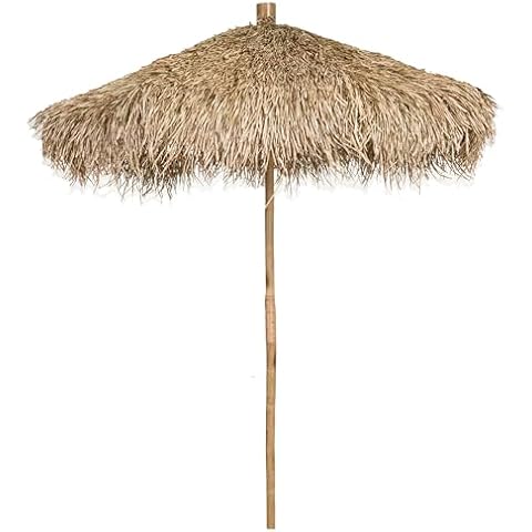Backyard X-Scapes Natural Bamboo Sea Grass Thatch 9 FT Umbrella Outdoor Patio Table Market Umbrellas and Shade for Backyard and Deck Tiki Umbrella for Pool Cover