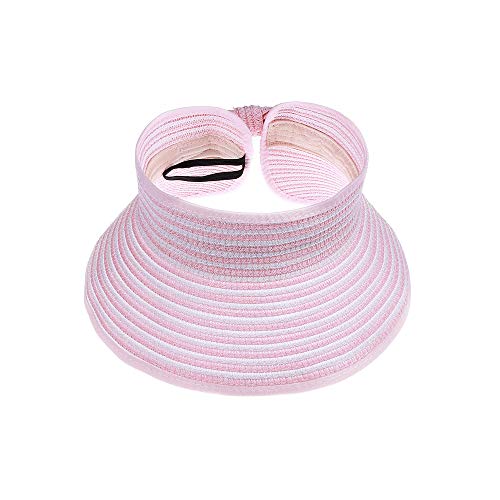 Kids Summer Roll Up Sun Visor Hat Wide Brim Straw Teens Beach Hat Cap Sun Hats with Bow for Girls