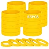 HONTIUS Bracelets en silicone, 25PCS Jaune Élastiques en Silicone 8''Bracelets en caoutchouc élastique pour Sport Homme Femme Adolescent