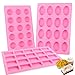 YGEOMER 3pcs Silicone Soap Molds, Round Rectangle Oval Soap Molds for Handmade Soap Candy Chocolate Cake with Sealed Bags, Pink