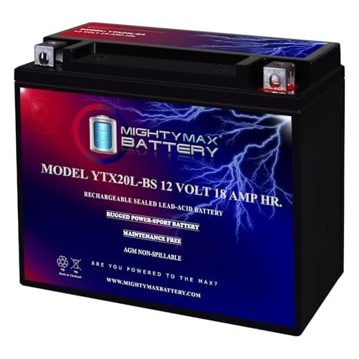 Mighty Max Battery YTX20L-BS - 12 Volt 18 AH, 270 CCA, Rechargeable Maintenance Free SLA AGM Motorcycle Battery
