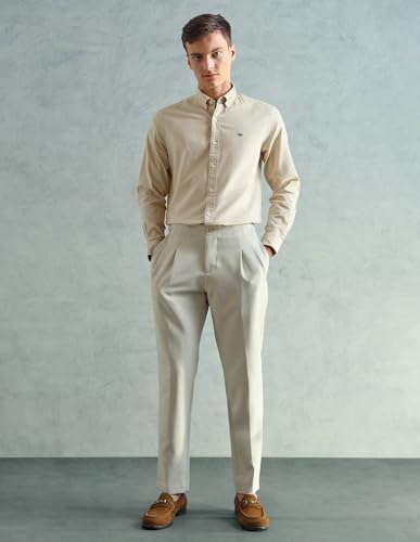 Image of Arrow Sport Solid Slim Fit Cotton Shirt for Men - Full Sleeve Mens Casual Shirts