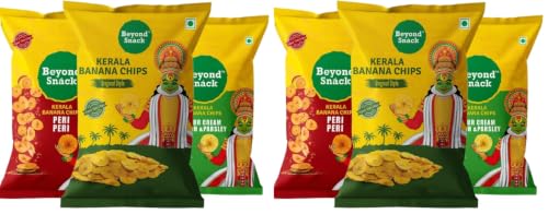 Image of Beyond Snack Nendran Kerala Banana Chips | Combo pack (Original salted, Peri Peri, Sour cream Onion & Parsley)| Thin Crunchy Crispy Snack |300g (100g*3packs) (Pack of 2)