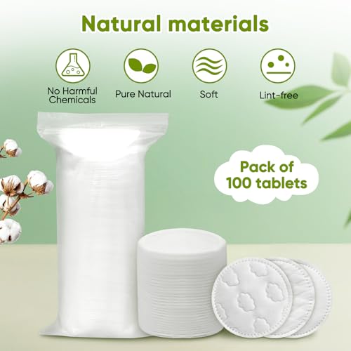 Boxed 300-Count Embossed Cotton Rounds – 3 Unique Patterns, Lint-Free, Dual-Sided, Soft & Durable, Ideal for Makeup Removal, Skincare, Nail Polish, and Baby Care