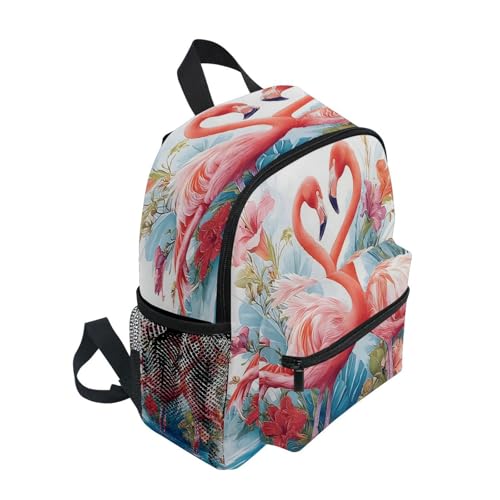 ALAZA Toddler Backpacks for Boys Girls Two Flamingo in Love Kids Backpack with Chest Clip and Name Tag,S2