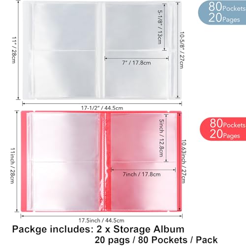 Image of 2 Pack Large Sticker Photo Storage Album, Stamp & Cutting Dies Storage Book Organizer Folder for Cards Storage DIY Scrapbooking Card Making Supplies 20 Pages 80 Pockets / Pack ( Clear + Green)