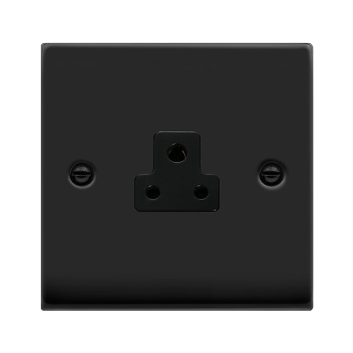 Click Matt Black 1 Gang 2A Round Pin Socket