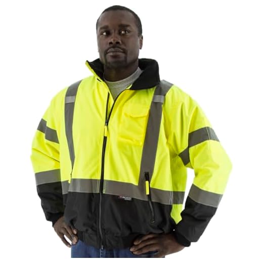 Majestic Glove 75 1311 Hi-Vis Yellow Bomber Jacket. Black bottom, ANSI / ISEA 107-2010 Class 3 compliant. Removable Liner. XXL