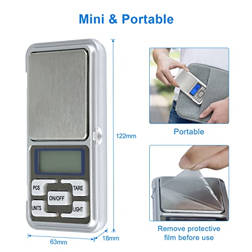 Digital Kitchen Scales 0.01g X 500g Mini Kitchen Pocket Scale Jewellery Precision Gram Weed Scales With Back-Lit LCD Display for Food Jewellery Gold Coffee (2 Battery Included)