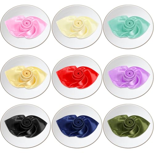 4 servilletas de mesa satín cuadradas 16.92x16.92 in rosa miniatura 2