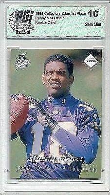 Randy Moss 1998 Edge 1st Place Rookie Card PGI 10 Hall of Fame - Football Slabbed Rookie Cards