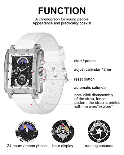 Lige Mens Watches Automatic Chronograph Sports Waterproof Stainless Steel Analog Quartz Business Casual White Leather Wrist Watches For Men #TOP5