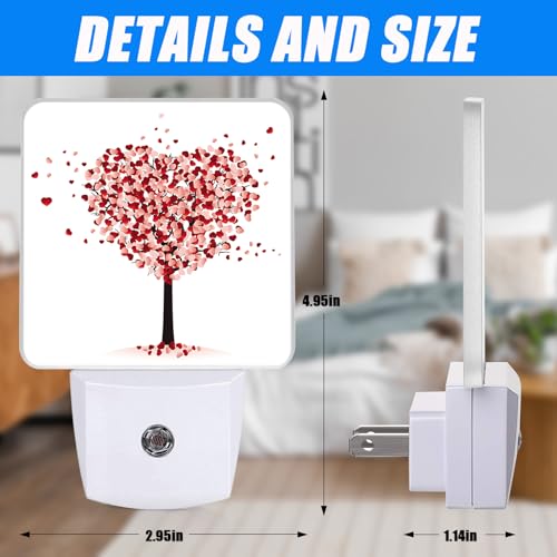 Image of Love Tree Night Light,Valentine's DayNightlight Plug into Wall,LED Lamp,Suitable for Bedrooms,Kitchens,Toilets,Etc.Auto Sensor Dusk to Dawn,Energy-Saving