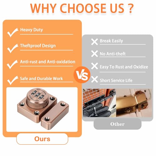 Image of Alise Password Gate Latch Slide Bolt Latches Lock,Safety Double Sided Gate Hardware Locks,MSS002-R Red Antique Copper