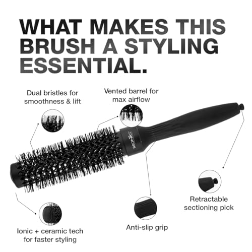 Image of Ikonic Professional Thermal Round Brush with Ionic Technology, Anti Frizz Styling, Straightening, Curling, Volumizing & Waves for Women & Men, Adds Shine, All Hair Types, Salon & Personal Use -TRB 32