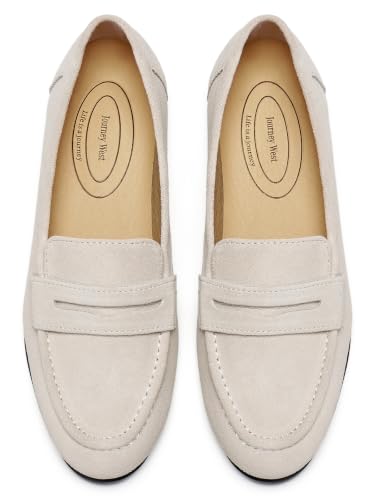 Image of Journey West Suede Tassel Loafer for Women Slip-on Belgian Penny Loafers Shoes for Women in Many Colors