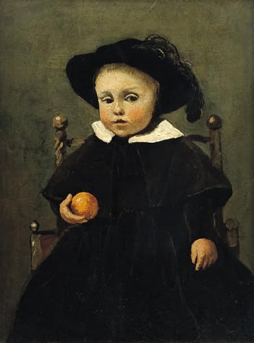 Toile Corot Enfant tenant une orange pour décoration salon élégante