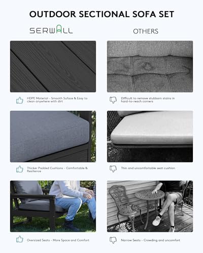 Image of SERWALL HDPE Patio Conversation Set with Side Table