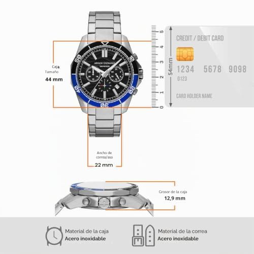 Miniatura 7 de Armani Exchange Reloj Hombre, Movimiento cronógrafo de Cuarzo y Caja de 44mm con Correa de Acero Inoxidable