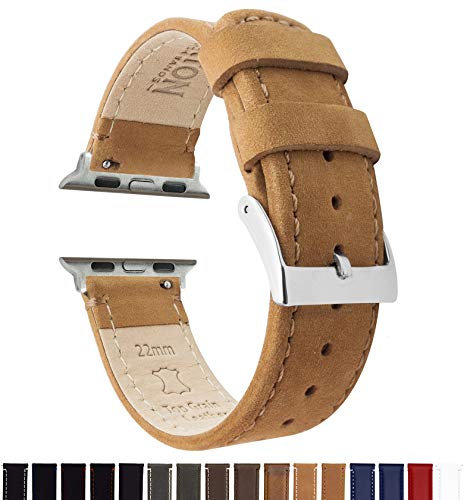 Image of BARTON WATCH BANDS - Top Grain Leather Watch Bands Compatible with Apple Watch Models - 1, 2, 3, 4, 5, 6, 7, 8, 9, 10, SE, Ultra & Ultra 2