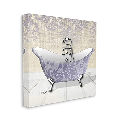 Purple Damask Claw Foot Tub Bathroom, 30 x 30 Inch Canvas Wall Art