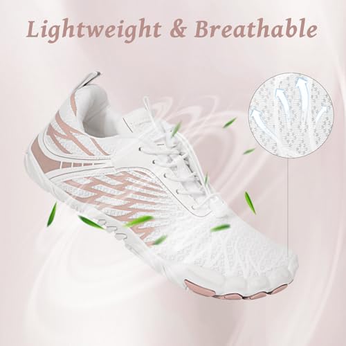 Image of Hike Footwear Barefoot Shoes, Pro Barefoot Shoes Women Men, Athletic Hiking Water Shoes Breathable Quick Dry Zero Drop Trail Running Shoes with Non-Slip Sole & Wide Toe Box White-a