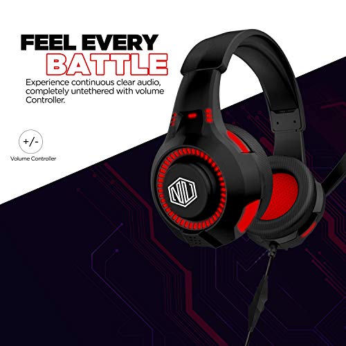 Nu-Republic-Dread-EVO-Gaming-Earphones-with-Flexible-Extended-MicrophoneRed-LED-Light50mm-Neodymium-DriversHD-Sound-Volume-Controls-for-PC-PS4-Xbox-Android-iOS-Mobile-Phone-Black-Red Nu Republic Dread EVO Gaming Earphones with Flexible Extended Microphone,Red LED Light,50mm Neodymium Drivers,HD Sound…