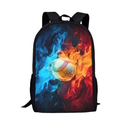 JoyLamoria Fire Baseball Shoulder BAG Travel Backpack Big Purse for Women Handbag Tote Bag Zipper Pouch