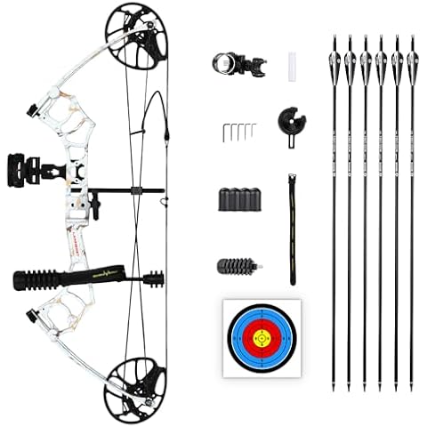 Compound Bow Package for Youth & Adults,Beginners and Women,22.5"-30" Draw Length,10-50 Lbs Draw Weight,290fps,Limbs Made in USA,Hunting Bow Archery Set Cover
