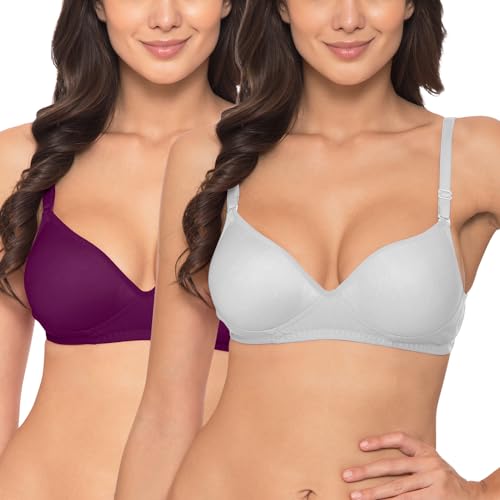 Image of Komli - Heavily Padded Push-Up Bra - Cotton Rich - Balconette - 3 /4th Coverage, Seamless, Wireless, Multiway Straps - T-Shirt Bra (Pack of 2)