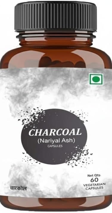 Charcoal Veg Caps. 500mg - 60 Veg Cap | for Men and Women