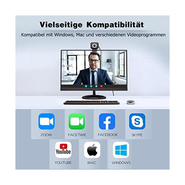eMeet 60 fps 1080P Webcam–Webcam C990 in Streaming mit 4 Mikrofonen und Lautsprechern,Full HD Webcam mit verstellbarem… – Bild 9
