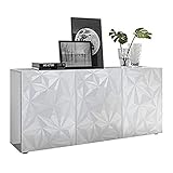 Diseño elegante y creativo SHIITO - Aparador Compuesto de 3 Puertas, Fabricado en Color Blanco Brillo y Acabado esmaltado. Modelo Prisma 206699 05