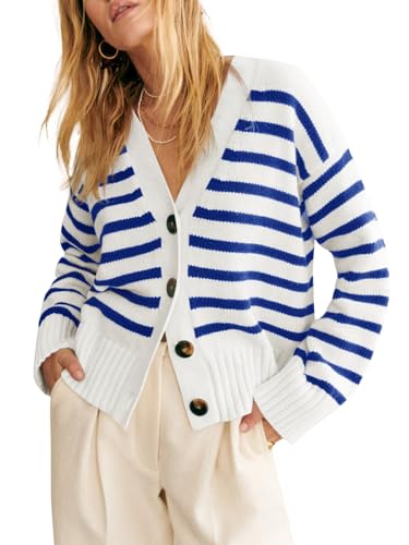 Saodimallsu Womens Striped Cardigan Sweaters V Neck...