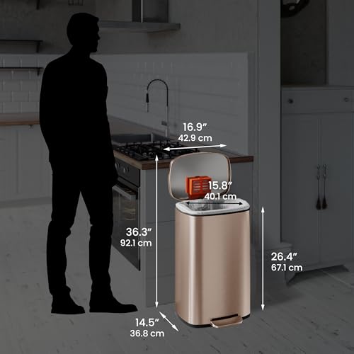 image for iTouchless SoftStep 13.2 Gallon Step Kitchen Trash Can with Lid and Od